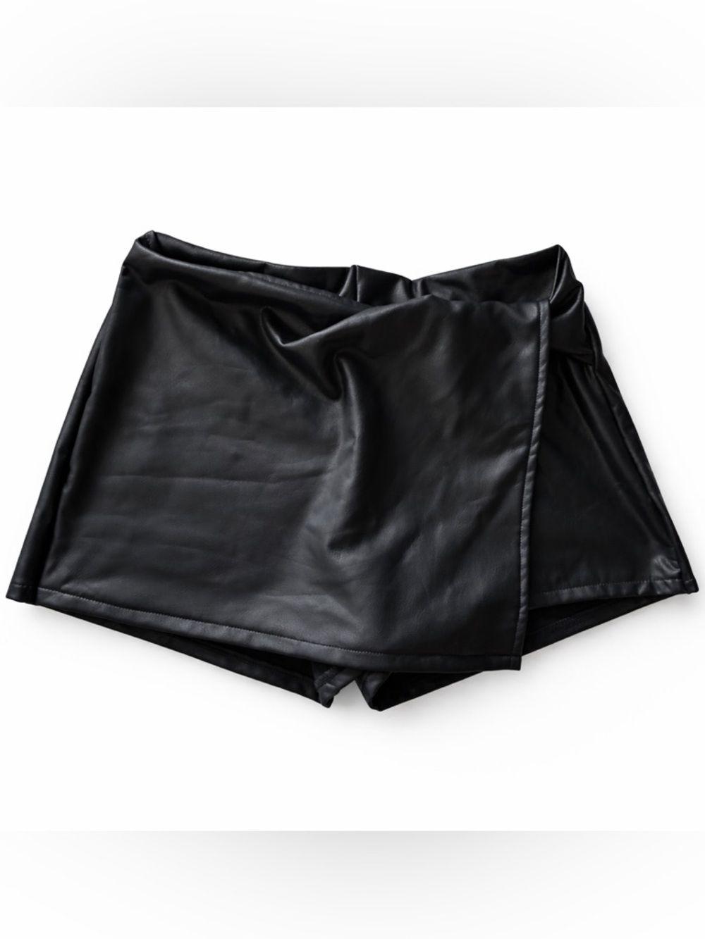 Rewash Black Faux Leather Skort Wrap Mini Size Small Edgy Chic